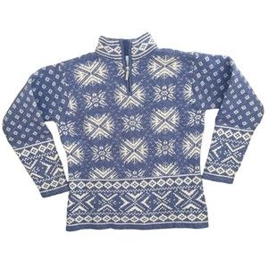 Deane And White Lambswool Angora Snowflake Quarter Zip Women’s Large Petite